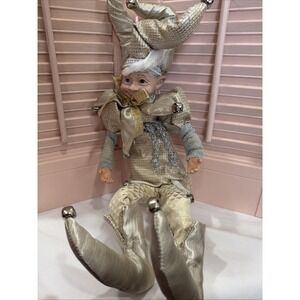 Robert Stanley Gold /silver Christmas Posable Pixie Elf 16" Gold Doll So Cute